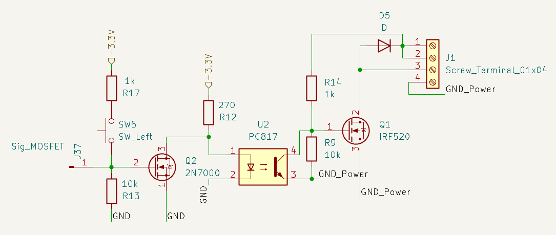 Le schéma du transistor sur la carte
