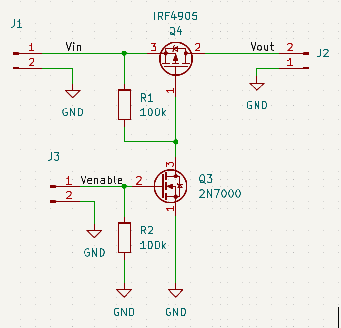 Un montage d'un MOSFET - Canal P
