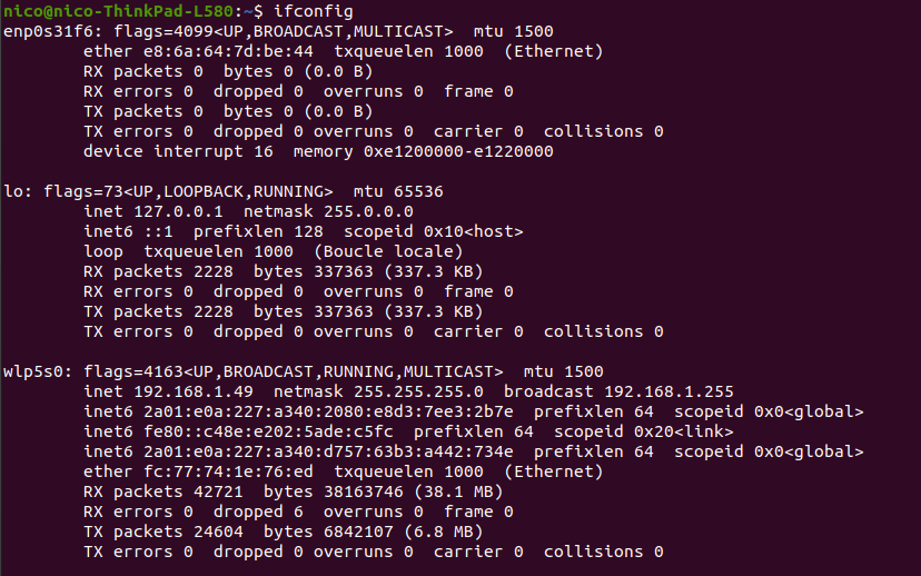 La commande ifconfig