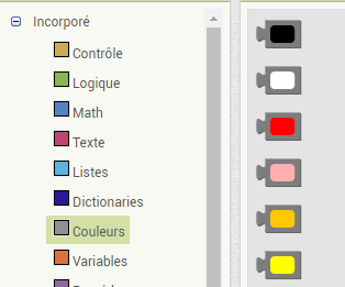 Emplacement des blocs de couleurs