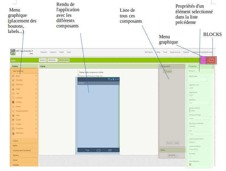 Les outils de App Inventor